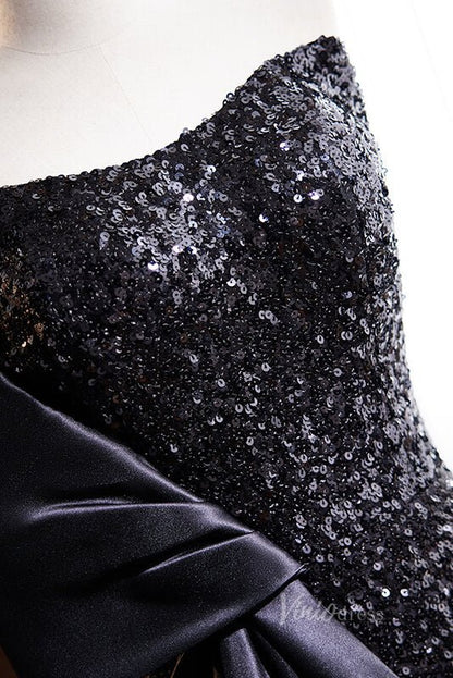 Shimmering Sequin Mermaid Prom Dresses Strapless Evening Dress AD1103-prom dresses 2025 -Viniodress-Black-Custom Size-
