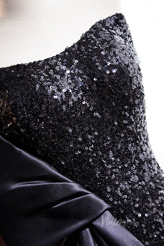 Shimmering Sequin Mermaid Prom Dresses Strapless Evening Dress AD1103-prom dresses 2025 -Viniodress-Black-Custom Size-