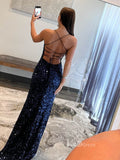 Shimmering Sequin Mermaid Prom Dresses with Slit Spaghetti Strap Evening Dress FD3624-prom dresses-Viniodress-Viniodress