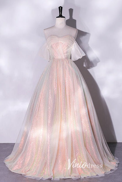 Shimmering Sequin Off the Shoulder Prom Dresses AD1005-prom dresses 2025 -Viniodress-Blush Pink-Custom Size-
