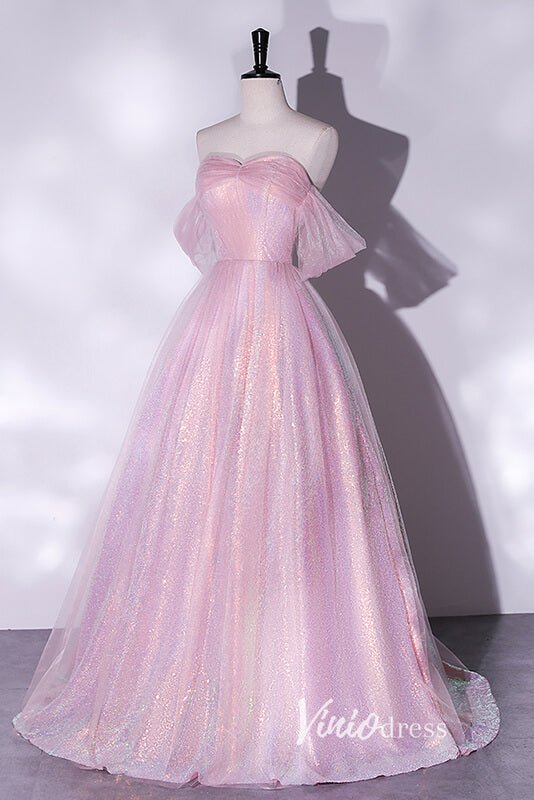 Shimmering Sequin Off the Shoulder Prom Dresses AD1005-prom dresses 2025 -Viniodress-Lavender-Custom Size-