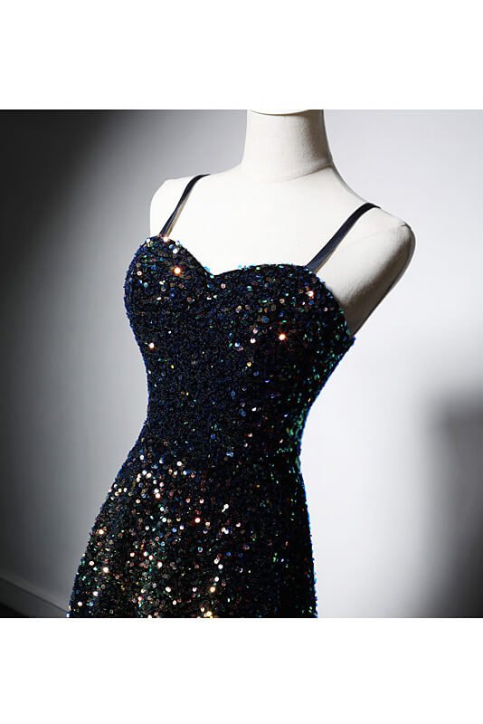 Shimmering Sequin Prom Dresses with Spaghetti Strap AD1016-prom dresses 2025 -Viniodress-Navy Blue-Custom Size-