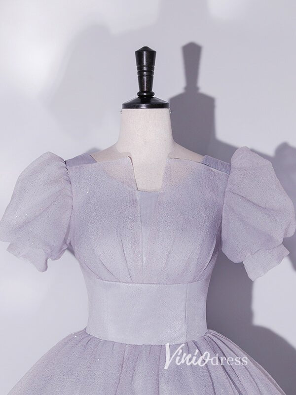 Shimmering Sparkly Tulle Prom Dresses with Puffed Sleeve FD3515-prom dresses 2025 -Viniodress-Pink-Custom Size-