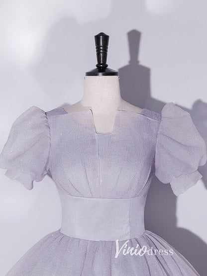 Shimmering Sparkly Tulle Prom Dresses with Puffed Sleeve FD3515-prom dresses 2025 -Viniodress-Pink-Custom Size-