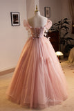 Shimmering Tulle Floral Prom Dresses Butterfly Pearl String Off the Shoulder 90059-prom dresses-Viniodress-Viniodress