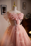 Shimmering Tulle Floral Prom Dresses Butterfly Pearl String Off the Shoulder 90059-prom dresses-Viniodress-Viniodress