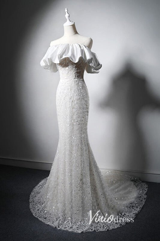 Shimmering White Beaded Prom Dresses Convertible Mermaid Formal Dress AD1030-prom dresses 2025 -Viniodress-White-Custom Size-