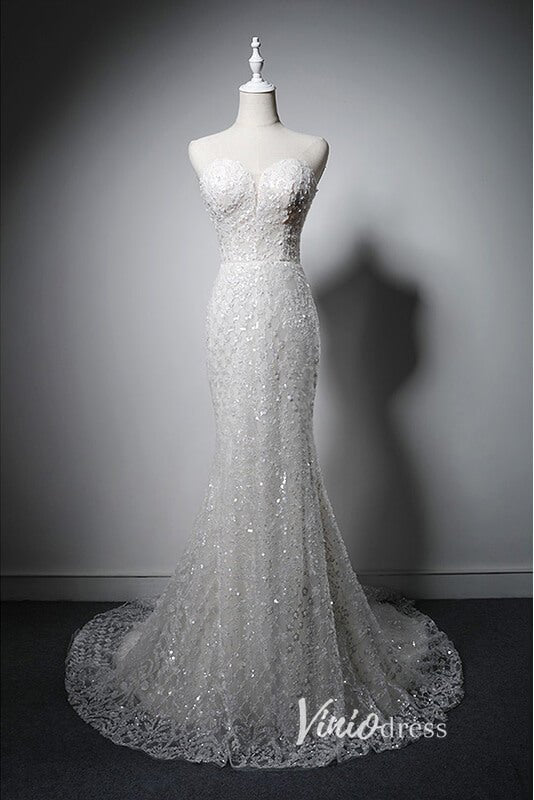 Shimmering White Beaded Prom Dresses Convertible Mermaid Formal Dress AD1030-prom dresses 2025 -Viniodress-White-Custom Size-