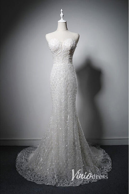 Shimmering White Beaded Prom Dresses Convertible Mermaid Formal Dress AD1030-prom dresses 2025 -Viniodress-White-Custom Size-
