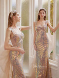 Shimmery Mermaid Prom Dresses with Removable Bow FD1185-prom dresses-Viniodress-Viniodress