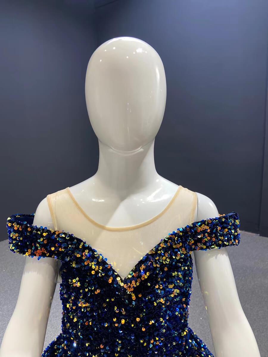 Shiny Blue Pageant Dress for Little Girls 66991-Pageant Dresses for Kids 2025 -Viniodress-Blue-Custom Size-