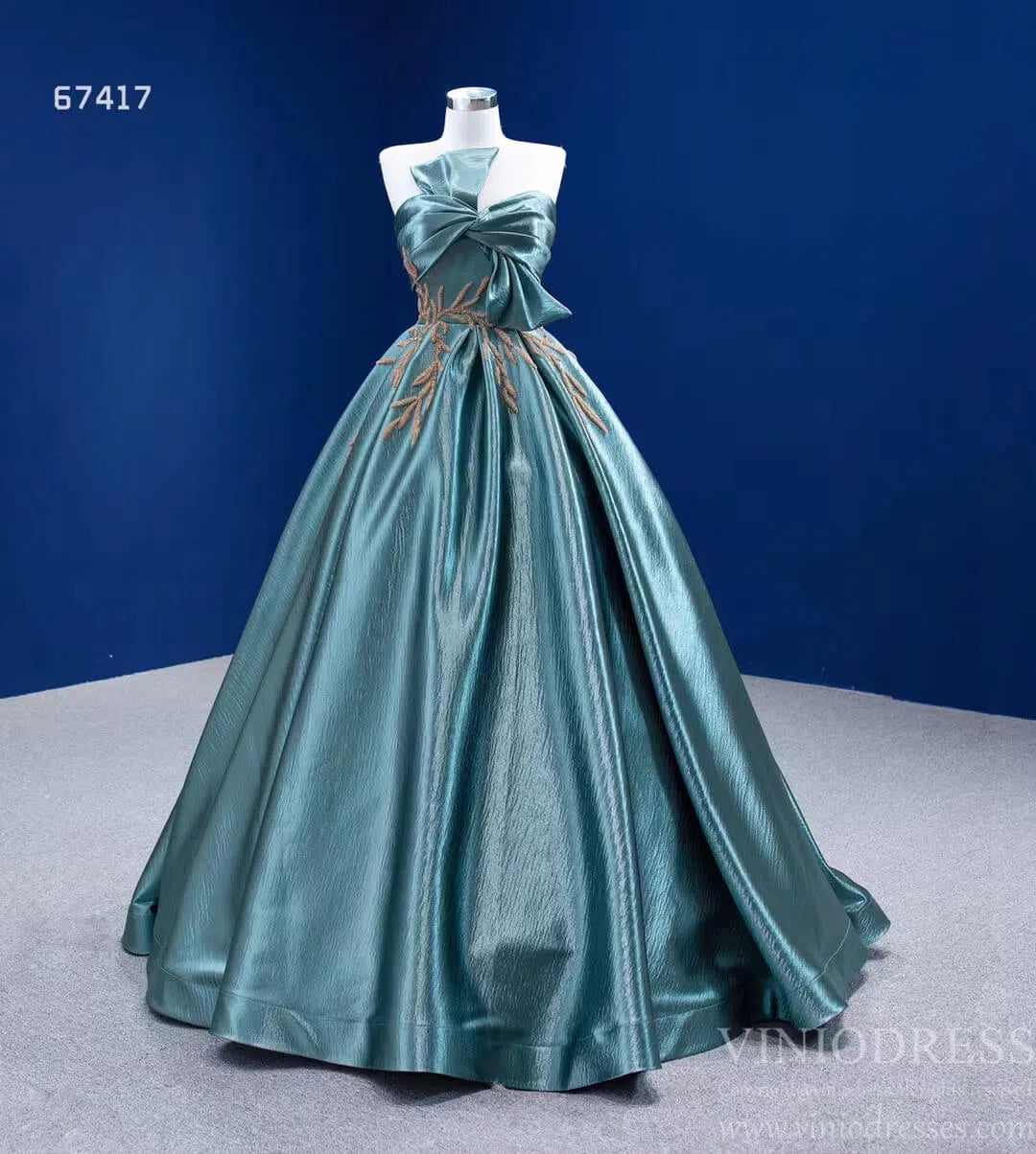 Shiny Princess Ball Gown Prom Dress Teal Blue Formal Dress 67417-Quinceanera Dresses 2025 -Viniodress-Teal-Custom Size-
