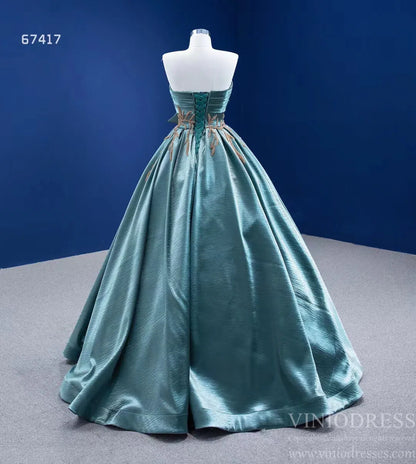 Shiny Princess Ball Gown Prom Dress Teal Blue Formal Dress 67417-Quinceanera Dresses 2025 -Viniodress-Teal-Custom Size-