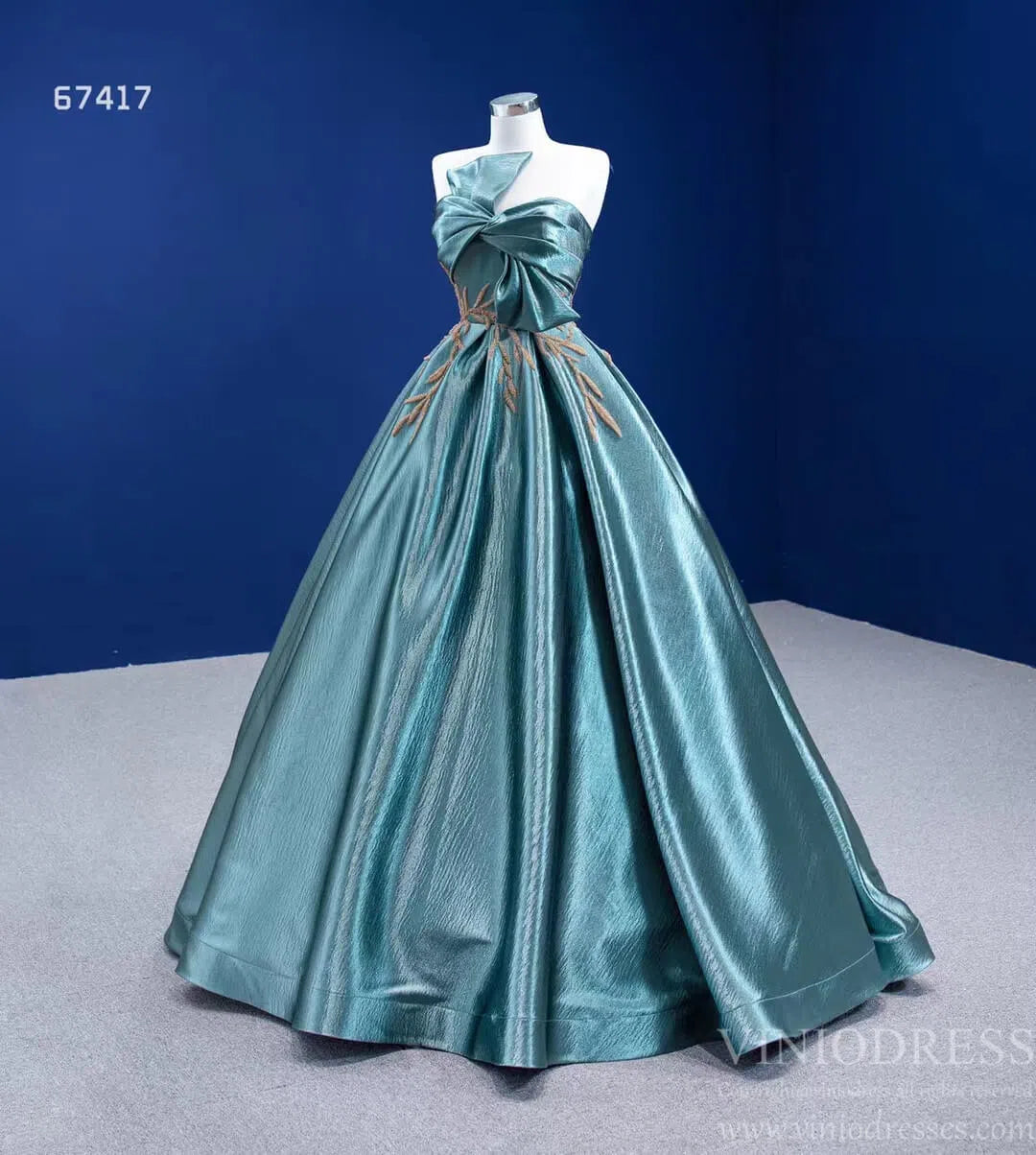 Shiny Princess Ball Gown Prom Dress Teal Blue Formal Dress 67417-Quinceanera Dresses 2025 -Viniodress-Teal-Custom Size-