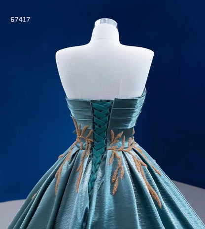 Shiny Princess Ball Gown Prom Dress Teal Blue Formal Dress 67417-Quinceanera Dresses 2025 -Viniodress-Teal-Custom Size-