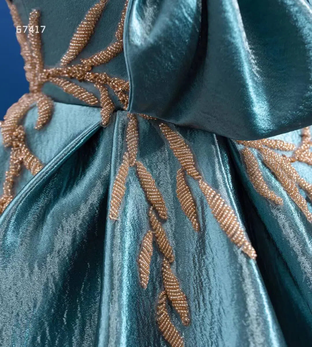 Shiny Princess Ball Gown Prom Dress Teal Blue Formal Dress 67417-Quinceanera Dresses 2025 -Viniodress-Teal-Custom Size-