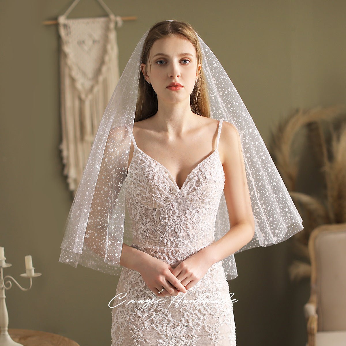 Shiny Start Veil Waist Length-Accessories 2025 -Viniodress-Ivory-