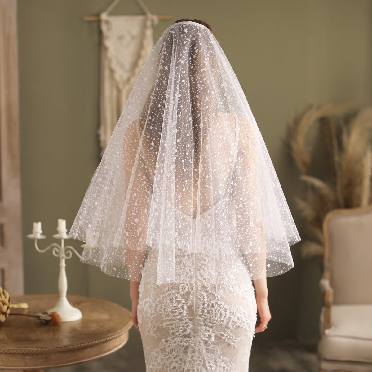 Shiny Start Veil Waist Length-Accessories 2025 -Viniodress-Ivory-