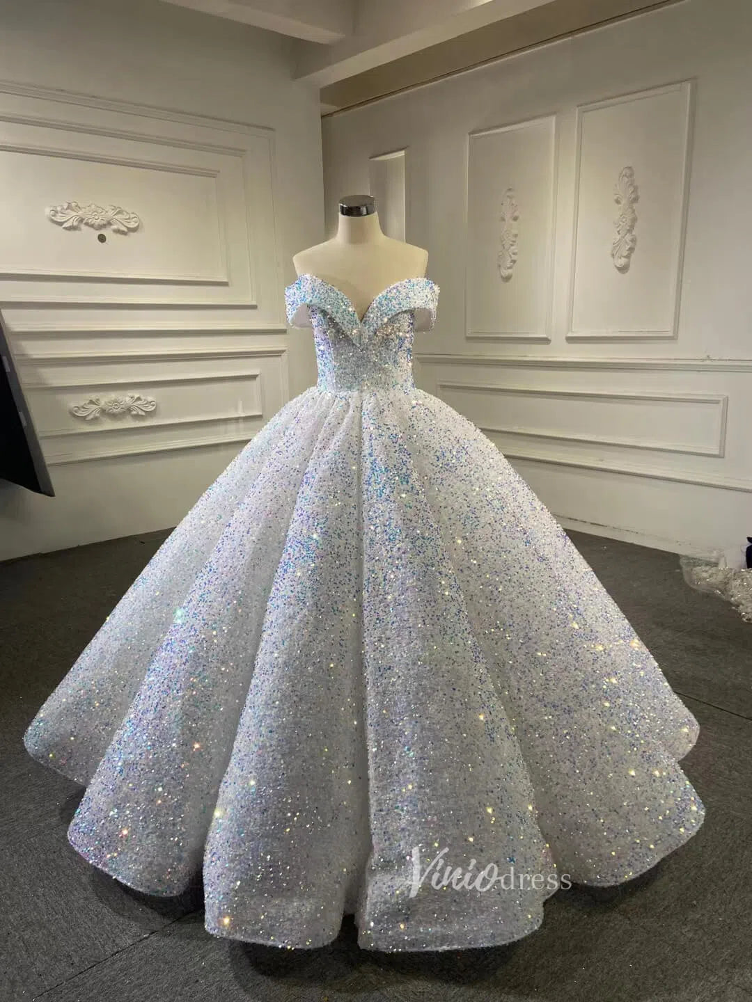 Shiny Sweet 16 Dress Off the Shoulder Debutante Ball Gown 66991 viniodress-Quinceanera Dresses-Viniodress-Viniodress