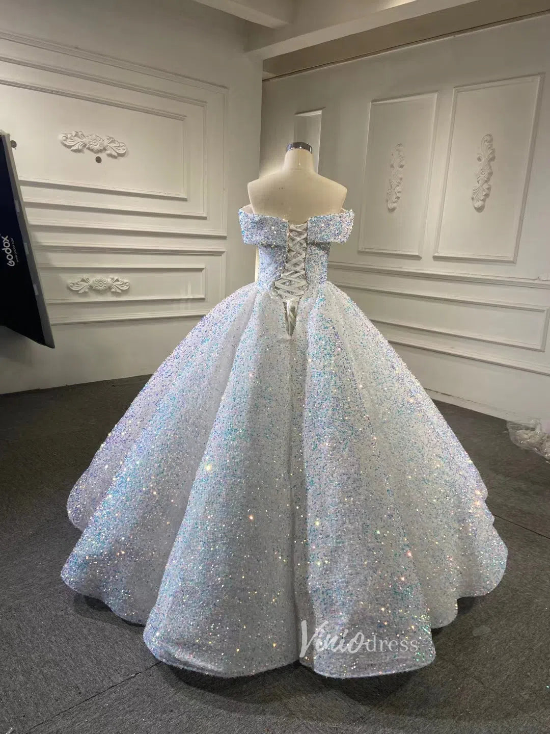 Shiny Sweet 16 Dress Off the Shoulder Debutante Ball Gown 66991 viniodress-Quinceanera Dresses-Viniodress-Viniodress