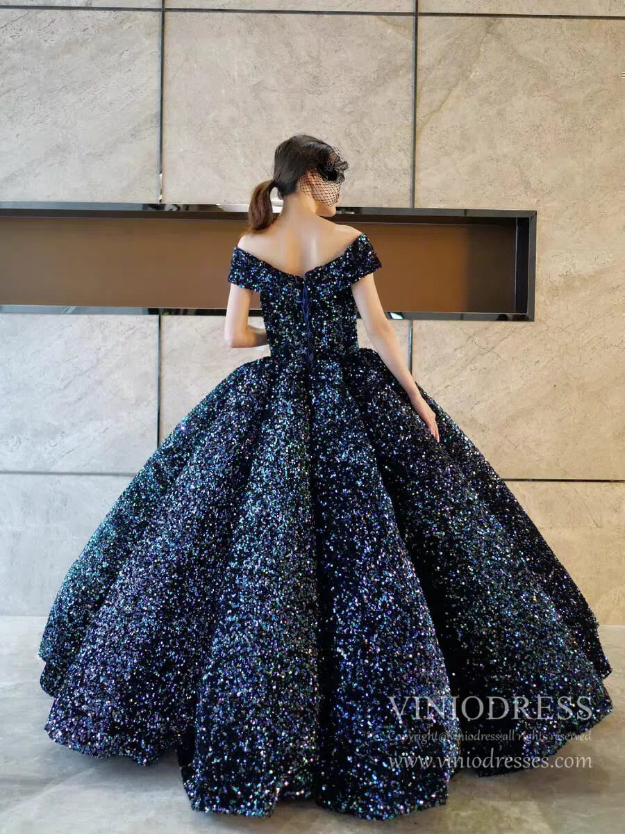 Shiny Sweet 16 Dress Off the Shoulder Debutante Ball Gown 66991 viniodress-Quinceanera Dresses-Viniodress-Viniodress