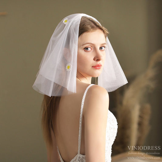 Short Blusher Veil-Accessories 2025 -Viniodress-Ivory-