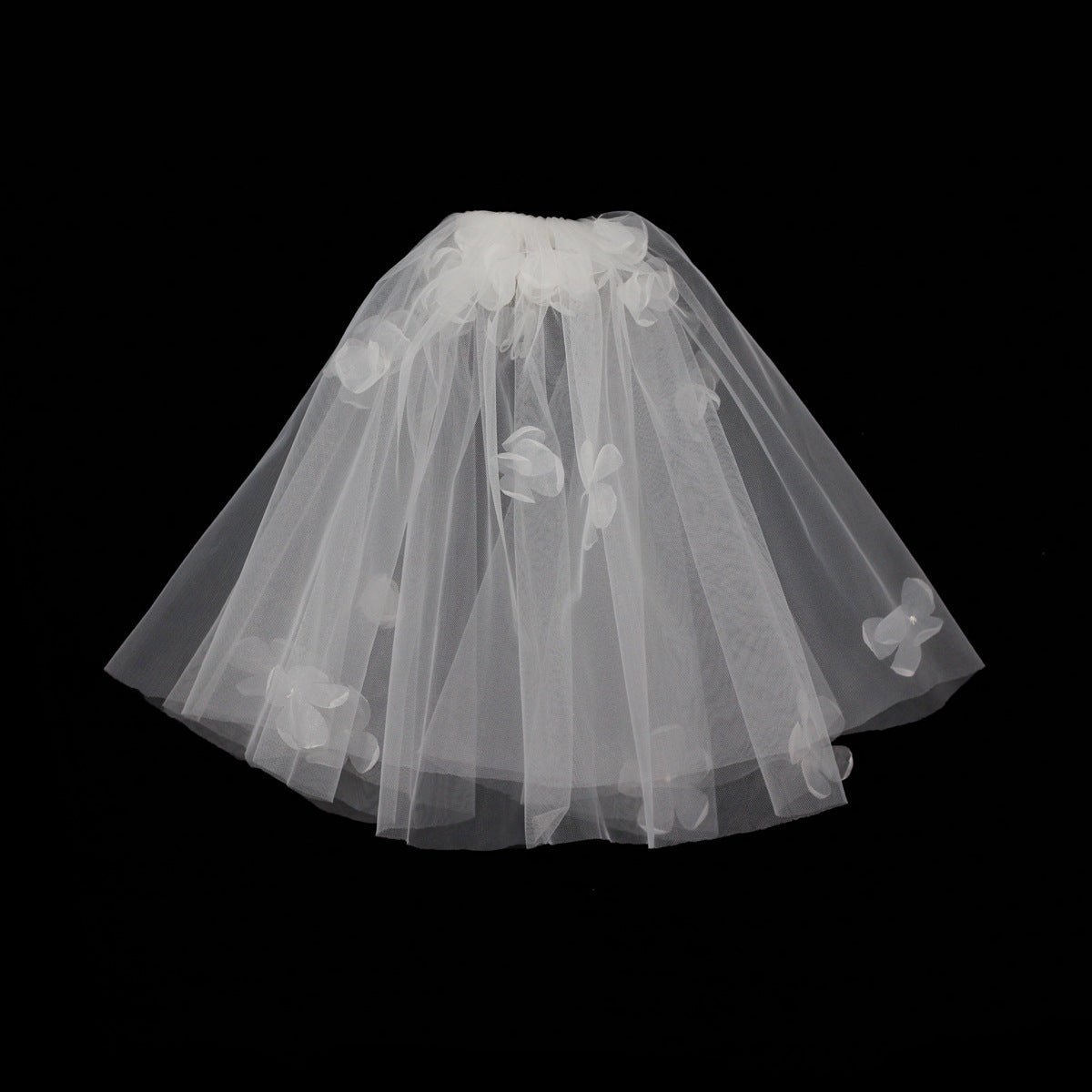 Short Floral Blusher Veils-Accessories 2025 -Viniodress-Ivory-