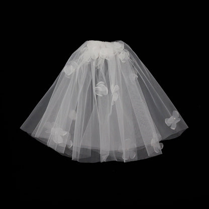 Short Floral Blusher Veils-Accessories 2025 -Viniodress-Ivory-