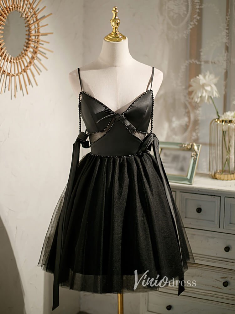 blue dress for baby girl Short Homecoming Dresses A-line Tulle Little Black Dress SD1462 – Viniodress