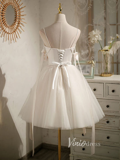 Short Homecoming Dresses A-line Tulle Little Black Dress SD1462-Homecoming Dresses 2025 -VINIODRESS-Ivory-Custom Size-