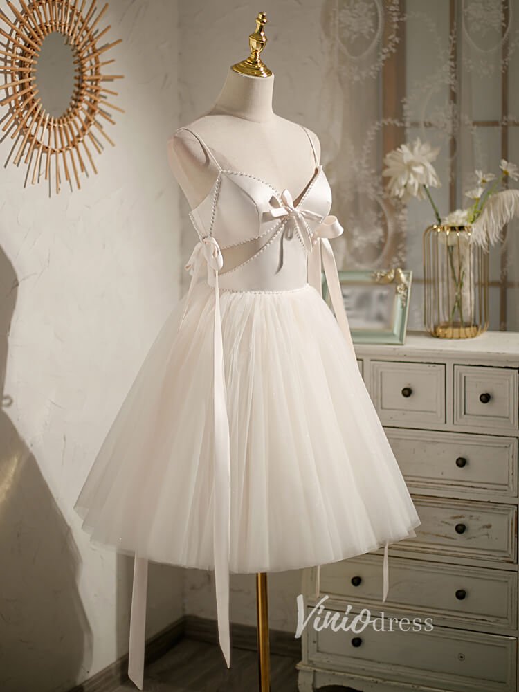 Short Homecoming Dresses A-line Tulle Little Black Dress SD1462-Homecoming Dresses 2025 -VINIODRESS-Ivory-Custom Size-