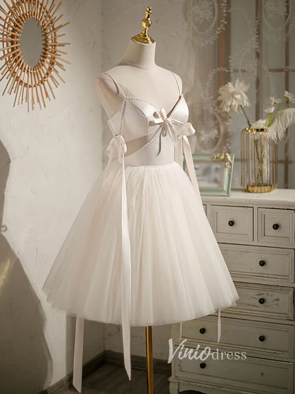Short Homecoming Dresses A-line Tulle Little Black Dress SD1462-Homecoming Dresses 2025 -VINIODRESS-Ivory-Custom Size-