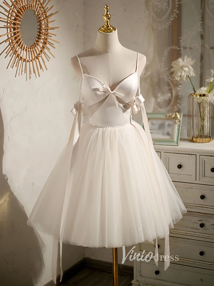 Short Homecoming Dresses A-line Tulle Little Black Dress SD1462-Homecoming Dresses 2025 -VINIODRESS-Ivory-Custom Size-