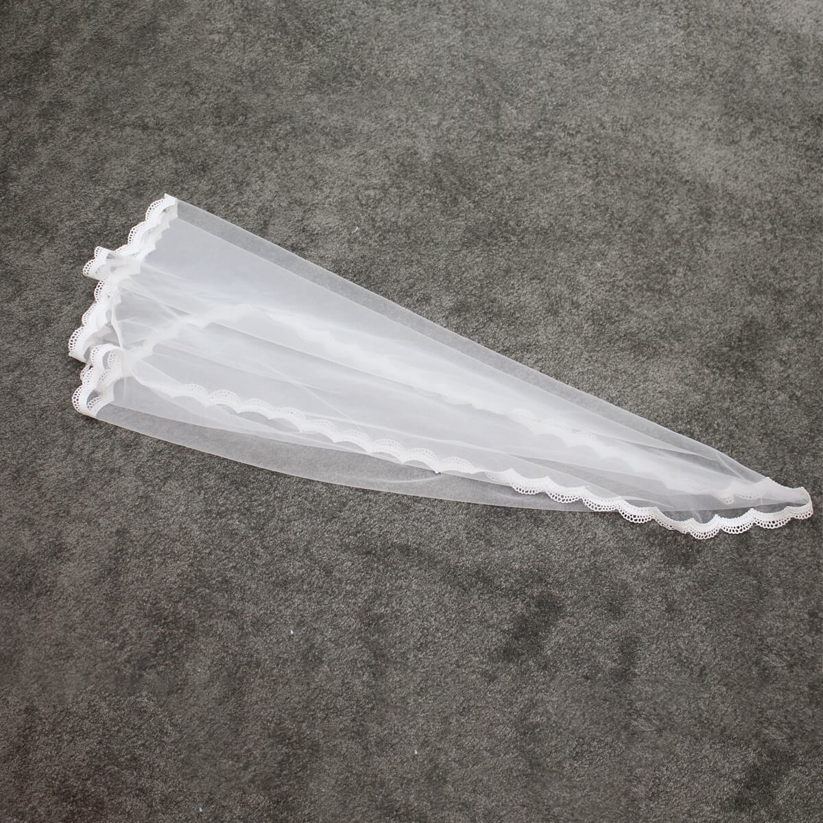 Short Lace Mantilla Veils V682-Bridal Veil 2025 -Viniodress-Ivory-