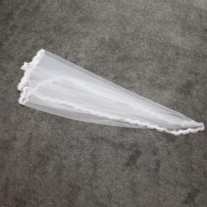 Short Lace Mantilla Veils V682-Bridal Veil 2025 -Viniodress-Ivory-