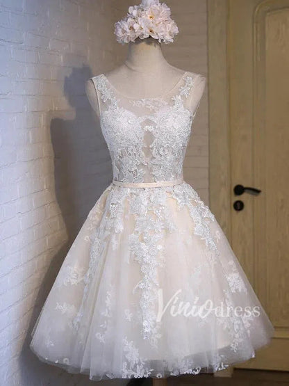 Short Light Blue Lace Homecoming Dresses SD1025-Homecoming Dresses 2025 -Viniodress-Champagne-Custom Size-
