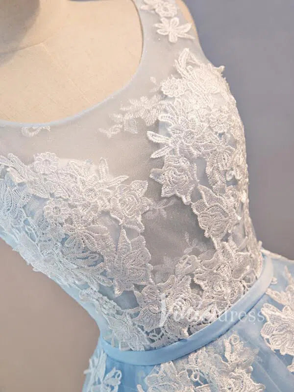 Short Light Blue Lace Homecoming Dresses SD1025-Homecoming Dresses 2025 -Viniodress-Light Blue-Custom Size-