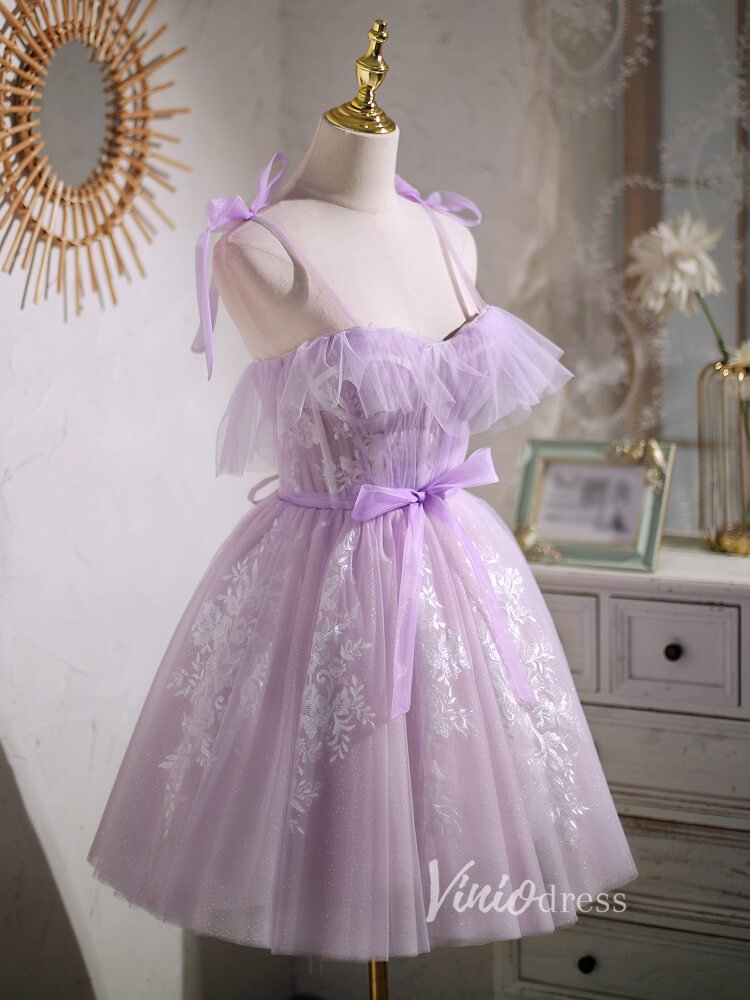 Short Lilac Homecoming Dresses Lavender Dama Dress SD1464-Dresses 2025 -Viniodress-Lilac-Custom Size-
