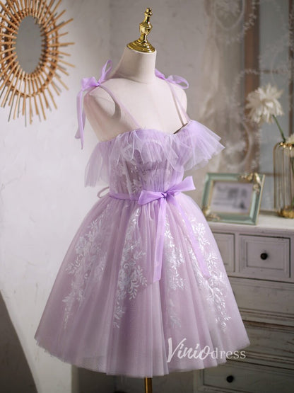 Short Lilac Homecoming Dresses Lavender Dama Dress SD1464-Dresses 2025 -Viniodress-Lilac-Custom Size-