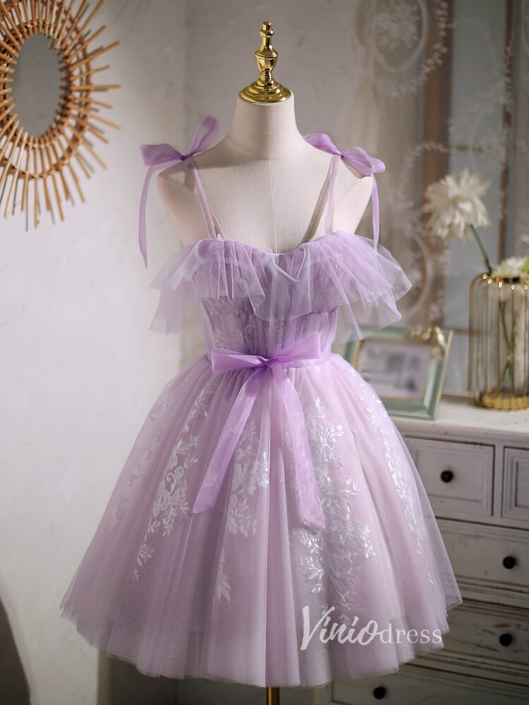 Short Lilac Homecoming Dresses Lavender Dama Dress SD1464-Dresses 2025 -Viniodress-Lilac-Custom Size-