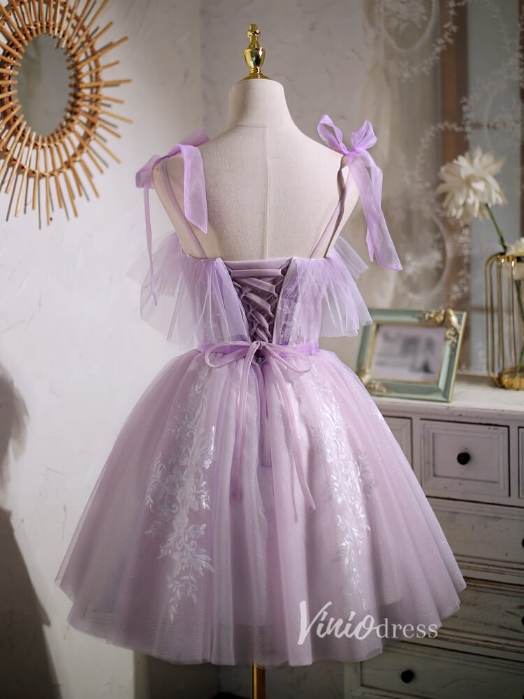 Short Lilac Homecoming Dresses Lavender Dama Dress SD1464-Dresses 2025 -Viniodress-Lilac-Custom Size-
