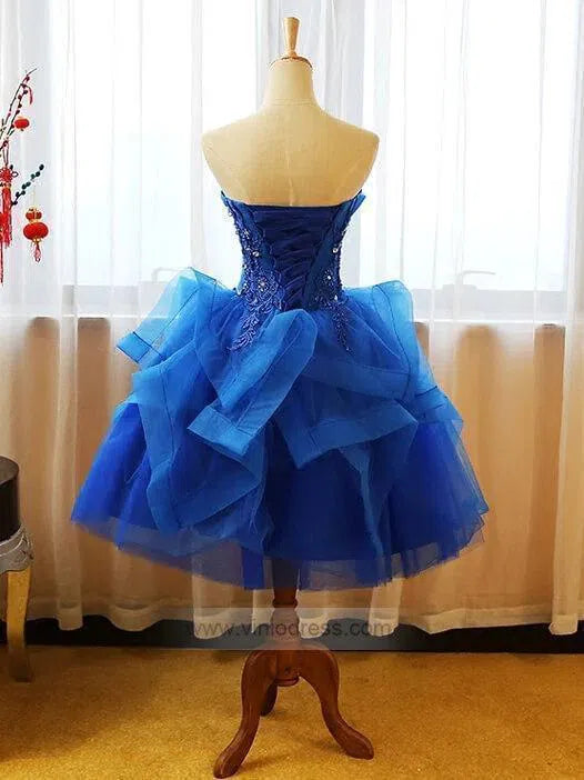 Short Royal Blue Homecoming Dresses Strapless Party Dress FD1025-2-prom dresses 2025 -Viniodress-Short-Royal Blue-Custom Size