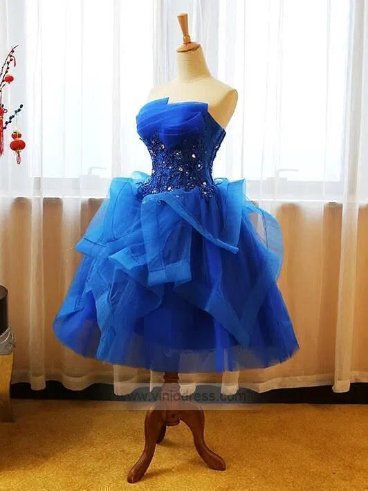 Short Prom Dresses 2025 Short Royal Blue Homecoming Dresses Strapless Party Dress FD1025-2-prom dresses-Viniodress-Short-Royal Blue-Custom Size-Viniodress