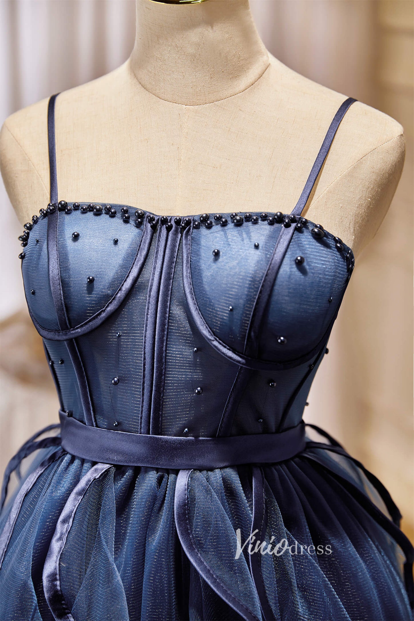 Short Ruffle Party Dress Blue Homecoming Dresses SD1403-Homecoming Dresses 2025 -Viniodress-Blue-Custom Size-