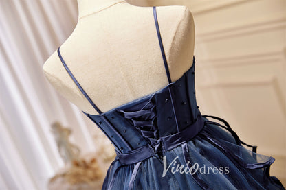 Short Ruffle Party Dress Blue Homecoming Dresses SD1403-Homecoming Dresses 2025 -Viniodress-Blue-Custom Size-