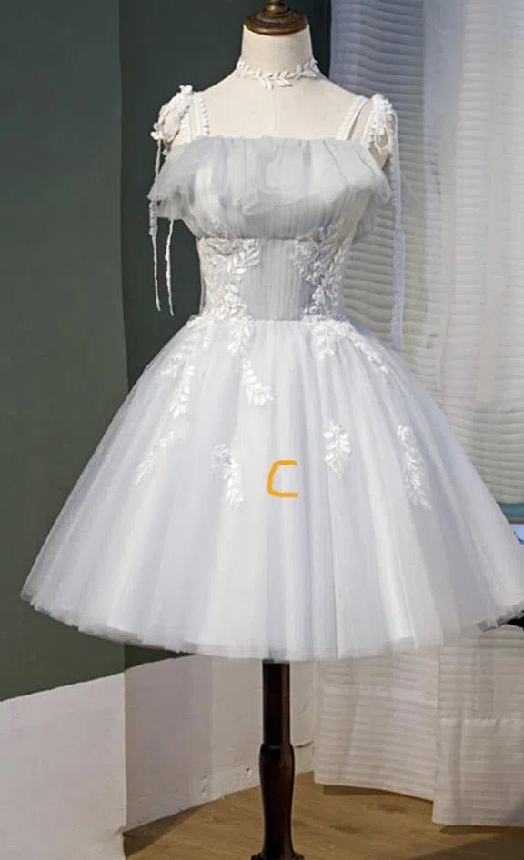 Short Silver Tulle Homecoming Dresses with Sleeves SD1365-Homecoming Dresses 2025 -VINIODRESS-C-Silver-US2