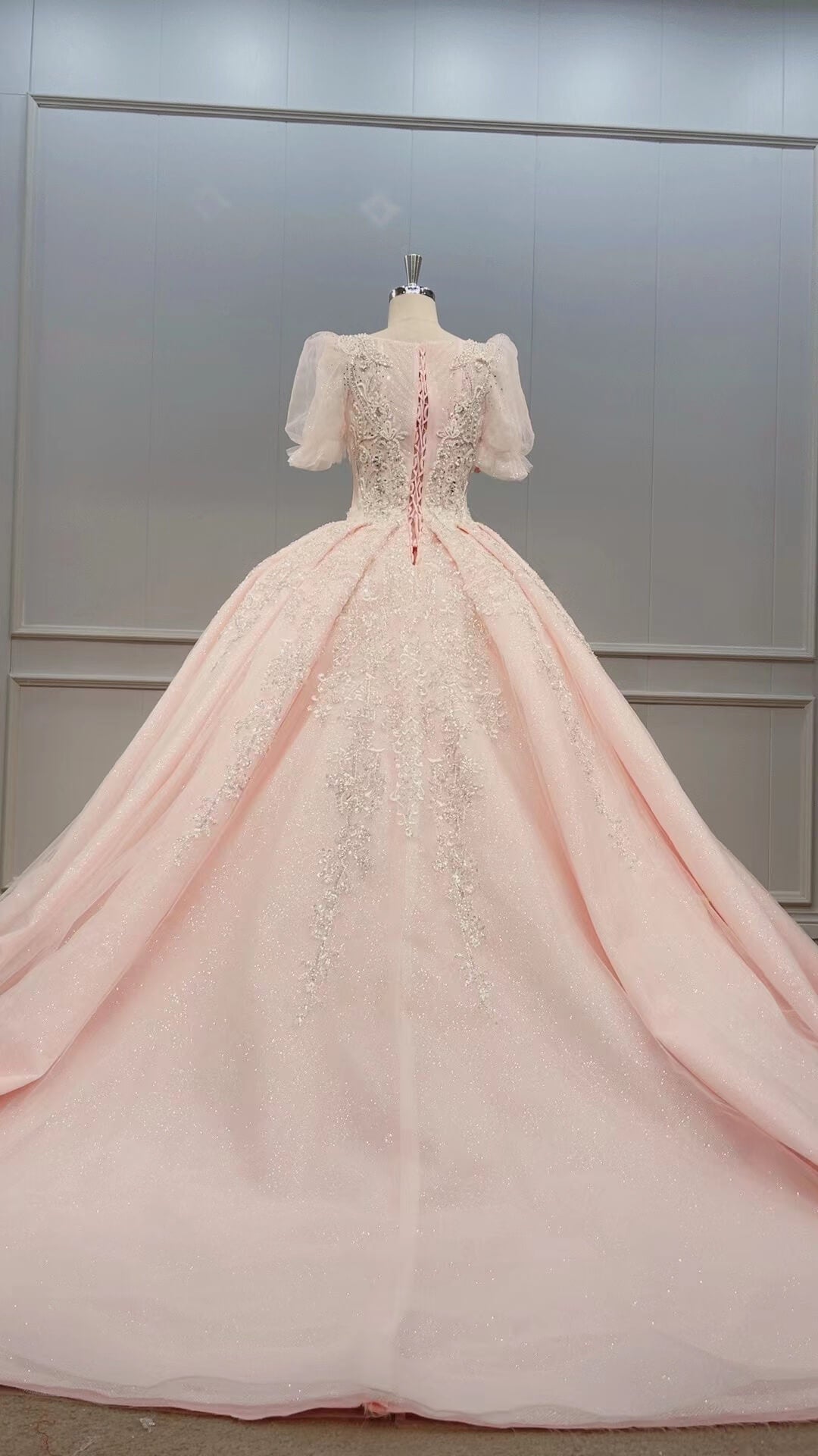 Short Sleeve Sweet 16 Dress Vintage Dubai Wedding Gowns 51002 viniodress-Quinceanera Dresses 2025 -Viniodress-Pink-US 2-