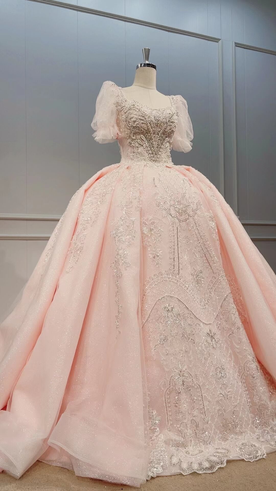 Short Sleeve Sweet 16 Dress Vintage Dubai Wedding Gowns 51002 viniodress-Quinceanera Dresses 2025 -Viniodress-Pink-US 2-