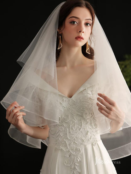 Short Tulle Bridal Veil Blusher Veils Viniodress AC1302-Bridal Veil 2025 -Viniodress-Ivory-