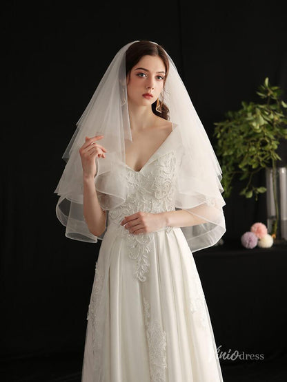 Short Tulle Bridal Veil Blusher Veils Viniodress AC1302-Bridal Veil 2025 -Viniodress-Ivory-